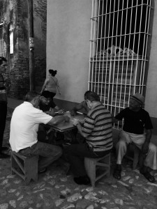 Men playing dominos in the street